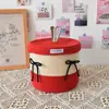 [Procesamiento Personalizado] Cesta de Almacenamiento con Tapa, Caja de Almacenamiento de Cuerda de Algodón para Cosméticos, Juguetes y Artículos Varios, Estilo Ins