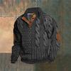 Suéter transfronterizo nuevo 2024 transfronterizo estampado digital 3D cuello alto tendencia callejera para hombre suéter polo con hebilla