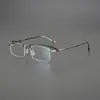 Gafas de Negocio sin Montura Ultra Ligeras Hechas a Mano con Montura de Titanio, Montura Grande de Moda para Caras Grandes, Adecuadas para Hombres y Mujeres, con Lentes Graduados, Anti Luz Azul, Fotocromáticas