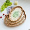 Cesta de Armazenamento de Rattan Vietnamita Oval para Chá de Frutas, Casca, Dim Sum, Sala de Estar Doméstica, Prato de Lanches, Bandeja de Lanches para Refrescos