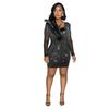 C6846 moda feminina transfronteiriça AliExpress Amazon malha strass pena costura vestido sexy