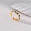 Anillo de diamantes cuadrados OL de moda transfronteriza de Amazon para mujer, diseño de nicho INS, anillo de acero inoxidable con circonita en oro de 18 quilates.