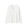Cárdigan de punto ligero con cuello en V y manga larga para mujer, 100% lana peinada de alta cuenta, ultra fino y antipelusa, nuevo para otoño e invierno 2026