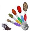 Cuchara medidora de doble cabeza de acero inoxidable juego de cinco piezas de cuchara para condimentos cuchara medidora de escala para hornear almacenamiento de absorción magnética