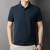 Camiseta de Verano de Manga Corta para Hombre Seda de Morera Edad Media Seda de Hielo Manga Corta Camisa Polo para Hombre Algodón Mercerizado Negocios Solapa Top
