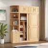 Armario de Puerta Corredera de Madera Maciza de Pino Moderno de Tronco Armario Infantil Armario Sencillo Gabinete de Almacenamiento para Dormitorio del Hogar