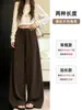 Calça larga com estampa de leopardo retrô americana para mulheres, novo estilo outono 2026, cintura alta, solta, modeladora, calça reta casual