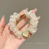 Scrunchie retrô com estampa de leopardo cor de café para outono, estilo coreano, moderno, versátil, elástico durável para rabos de cavalo e acessórios de cabelo