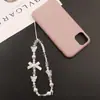 Estilo Ins Lanyard para Teléfono Móvil Corto Lazo Creativo Cadena Colgante de Perlas de Imitación Blanca Accesorios Decoración de Bolsos Lanyard Ccd