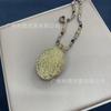 Cadena de suéter con incrustaciones de turmalina natural, flor de perla, estilo europeo, joyería de moda de piedra natural retro, collar, venta directa de fábrica