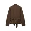 E-commerce Transfronteiriço Nova Roupa Feminina Estilo Europeu e Americano Cinto Moda Estilo Trench Coat de Botão Duplo Jaqueta Casaco de Manga Longa