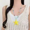 Colar Trançado Artesanal de Estrela-do-Mar de Verão Dopamina Estilo Longo Feminino Estilo Férias na Praia Patchwork Acessório Versátil da Moda