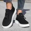 Zapatos Tipo Calcetín Plus Size Transfronterizos de Punto, Deportivos Casuales Transpirables Slip-On de Caña Baja con Cordones Delanteros para Todas las Estaciones