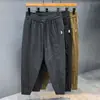 Versão de Hong Kong Calças Casuais de Algodão Retrô Tendência para Homens, Outono Estilo Americano Soltas Tamanho Grande Cargo Calças Jogger para Homens