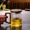 Taza de té resistente a altas temperaturas Taza de separación de agua y té Resistente al calor Gran capacidad Juego con tapa Portátil Para hacer té Taza de agua de oficina Ceremonia del té