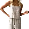 2026 En stock Conjunto de dos piezas de verano sin mangas de ajuste holgado para mujer con tirantes y pantalones largos para comercio electrónico transfronterizo, sitio independiente de Amazon europeo y americano