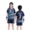 25-26 Riad Visitante Azul Real No. 7 Uniforme de Fútbol Uniforme de Equipo Infantil Jersey Dos Barras Impresión Digital Talla 14-30