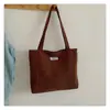 Bolsa de Hombro de Pana Grande de Gran Capacidad Simple para Primavera y Otoño Moda Bolso de Hombro Único Bolso Cruzado Versátil de Lona Transfronterizo