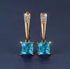 Desejo Transfronteiriço Mais Vendido Ouro Champagne Quadrado Geométrico Vermelho Garnet Brinco de Orelha Nicho Simples Luxo Leve Brincos Elegantes