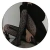 Medias de rejilla estampadas con forma de corazón, gato KT, estampado de leopardo, estrella de cinco puntas, Kuromi, pequeño G, cuadros, lazo de rosa, medias de seda