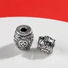 Accesorios de Joyería de Plata Pura 999 con Cuentas Redondas Grabadas con el Mantra de Seis Palabras, Cuentas Espaciadoras, Cuentas para Cintura, Cuentas de Barril, Cuentas Sueltas para Bisutería DIY