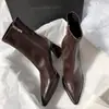 Nueva Temporada Encuentro Inicial Botines de Tacón Alto Puntiagudos Adelgazantes Ajustados a la Pierna Estilo Celebridad de Internet 2026 Otoño/Invierno Cremallera Lateral Tacón Grueso Botines Cortos para Mujer