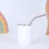 Taza de Acero Inoxidable de Doble Capa para Licores Mini Macarrón Lujo Ligero Taza con Tubo de Succión y Asa Termo de Acero Inoxidable para Oficina