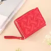 Nueva Moda Coreana Billetera Corta con Cremallera para Mujer Bordada en Forma de Corazón Bolso Clutch Color Sólido Simple Monedero Tarjetero
