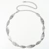 Cadena de cintura transfronteriza para mujer, metal, grande y pequeña, parche de hojas largas, adorno de cintura retro versátil, decoración de vestido, cadena de cintura casual moderna