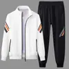 Cárdigan de punto para hombre de primavera y otoño, suéter casual deportivo, marca de moda para hombre de comercio exterior, suéter con cremallera, pantalones de chándal, conjunto de dos piezas