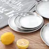 Plato Coreano de Acero Inoxidable Monocapa Cepillado Engrosado Disco Plato para Barbacoa Plato para Pastel Plato para Huesos Plato Plano Plato Plano