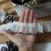 Encaje Ancho de 12 cm Chifón Engrosado Doble Capa Plisado Puño Fruncido Vestido de Muñeca Dobladillo de Falda Larga Adornos