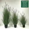 Planta verde artificial de lavanda en maceta, pasto de junco, pasto de cebolla artificial, planta artificial para decoración de paisajes, plantas verdes artificiales