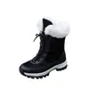 Nuevas Botas de Nieve Cálidas Engrosadas de Terciopelo Moda Tela de Paraguas Impermeable Zapatos Grandes de Algodón para Mujer Comercio Exterior Transfronterizo Zapatos Grandes de Algodón