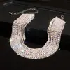 Set de Pendientes y Collar de Borla de Diamante Super Brillante Estilo Palacio Perlas Lujo Accesible Gama Alta Cadena para Clavícula Diseño Joyería