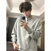 Sudadera Negra con Cuello Henry para Hombre, Engrosada para Primavera y Otoño, Polo Desestructurado de Hombro Normal Estilo Americano, Camiseta de Manga Larga para Vestir por Capas, Moderna