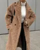2026 Amazon Outono e Inverno Nova Roupa Feminina Europeia e Americana Transfronteiriça Elegante Casaco de Trabalho Manga Longa Gola Reversível Plush Outwear para Mulheres
