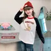 [Liquidación] Camiseta de Manga Larga Nueva de Primavera 100% Algodón Puro para Niños, Camiseta Básica Versátil para Niñas con Bloques de Color, Top de Dibujos Animados
