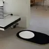 Alfombra de Bloques en Blanco y Negro Casual con Flocado, Manta de Cama de Alto Gama para Dormitorio, Felpudo Absorbente con Mechones para Baño/Inodoro