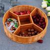 Plato de frutos secos tipo ratán, cesta para guardar frutos secos, cesta para picnic, cesta separada, plato para aperitivos con semillas de melón para la sala de estar del hogar
