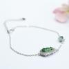 Jueyu Prata S925 Incrustada com Jadeíta Jade Natural Grau A Verde Total Braceletinho Feijão Quatro Estações Pulseira de Jade Atacado S2022802A
