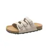 Sandalias de Mujer de Moda con Hebilla de una Sola Tira, Sandalias de Playa con Remaches, Sandalias Planas de Vacaciones Estilo Ins