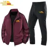 Jaqueta Cardigan Masculina Simples Tendência Transfronteiriça Tamanho Grande Conjunto de Duas Peças Primavera e Outono Esportivo e Lazer com Estampa Personalizada