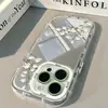 Funda de Teléfono Magnolia Espejo para iPhone 18 Funda Crema Apple 17 Pro Max Linda Funda Protectora Anticaídas 16