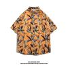 Camisa Tailandesa Retrô Estampada de Manga Curta, Marca Versátil e Moderna, Solta Estilo Havaiano Praia Casal Camisa Jaqueta Moderna