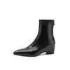 Botas de tornozelo estilo britânico com salto anabela e bico fino, estilosas e confortáveis, com aumento interno de 5cm de altura, zíper traseiro, comprimento até a panturrilha, novas botas slim-fit
