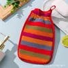 Toalla Exfoliante Rayas Arcoíris, Toalla de Baño Arena Gruesa, Guante de Baño Removedor de Suciedad, Toalla de Baño Gruesa de Doble Capa con Cordón para Adultos