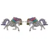 Joyería de moda europea y americana nuevo deseo Amazon AliExpress ebay color popular pendientes de botón poni unicornio para mujer