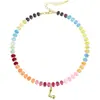Amazon Collar de Piedra Natural de 26 Letras, Gargantilla de Piedras Preciosas con Cuentas de Colores, Cadena de Clavícula Dopamina Colorida
