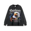 Camiseta de manga corta lavada desgastada con estampado animal de águila de High Street de hip hop estadounidense para hombres y mujeres, marca de moda de hip hop transfronteriza.